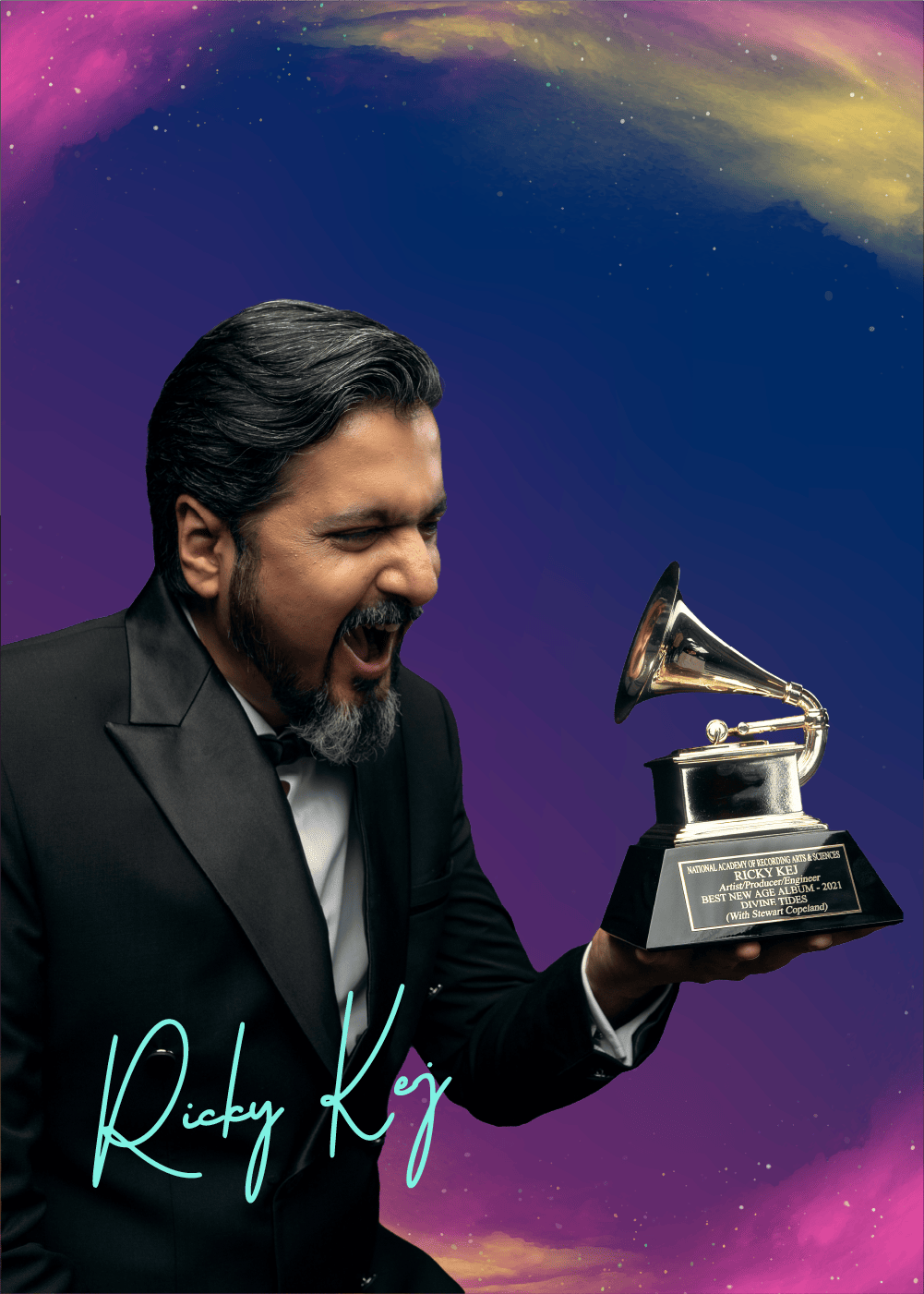Ricky Kej with his Grammy award